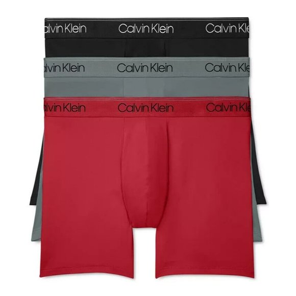 CALVIN KLEIN Men's Boxer Cotton Stretch Hip Brief 3 Pack Red Gray Black Size XXL - Picture 1 of 4